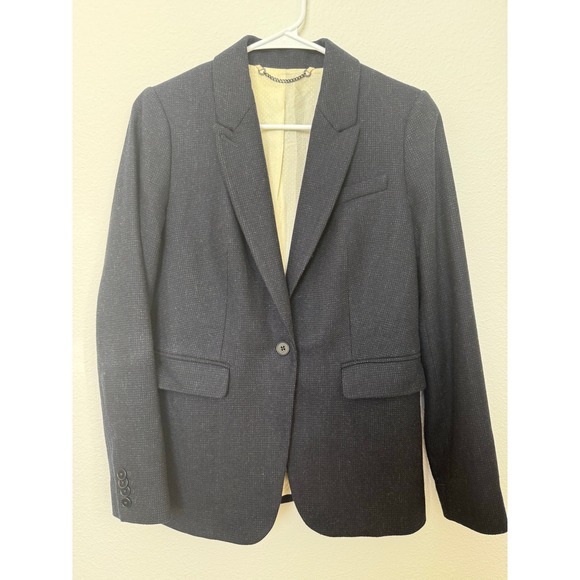 Jigsaw Jackets & Blazers - Jigsaw Womens Jacket 6 Navy Wool Tailored Blazer Single Button Work Business
